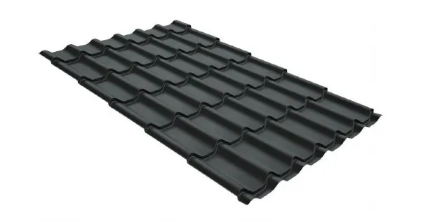 Металлочерепица классик GL 0,5 GreenCoat Pural RR 23 темно-серый (RAL 7024 мокрый асфальт) купить в Пензе