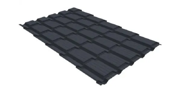 Металлочерепица GL квадро профи 0,5 GreenCoat Pural RR 23 темно-серый (RAL 7024) мокрый асфальт купить в Пензе