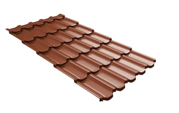 Металлочерепица квинта плюс с 3D резом 0,5 Satin Мatt RAL 8004 терракота купить в Пензе