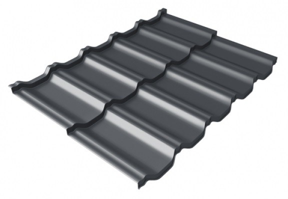Металлочерепица модульная Квинта Uno Grand Line c 3D резом 0,5 Satin Мatt RAL 7024 мокрый асфальт купить в Пензе