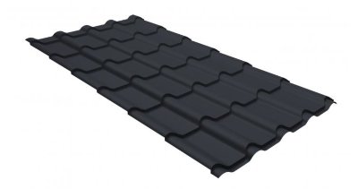 Металлочерепица камея GL 0,5 GreenCoat Pural RR 23 темно-серый (RAL 7024 мокрый асфальт)