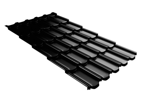 Металлочерепица квинта плюс с 3D резом 0,5 GreenСoat Pural Matt RR 33 черный (RAL 9005 черный) купить в Пензе