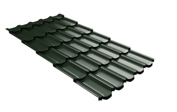 Металлочерепица квинта плюс с 3D резом 0,5 GreenСoat Pural RR 11 темно-зеленый (RAL 6020 хромовая зелень) купить в Пензе