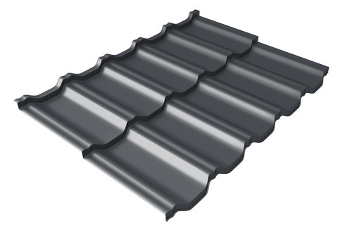 Металлочерепица модульная Квинта Uno Grand Line c 3D резом 0,45 PE RAL 7024 мокрый асфальт купить в Пензе