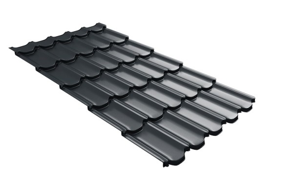 Металлочерепица квинта плюс с 3D резом 0,5 Satin RAL 7016 антрацитово-серый купить в Пензе