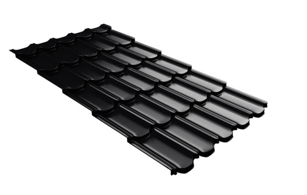 Металлочерепица квинта плюс с 3D резом 0,5 Satin Мatt RAL 9005 черный купить в Пензе