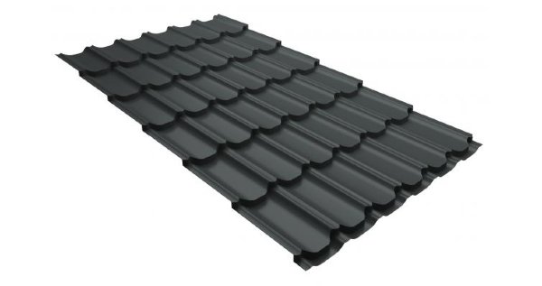 Металлочерепица квинта плюс 0,5 GreenCoat Pural RR 23 темно-серый (RAL 7024 мокрый асфальт) купить в Пензе