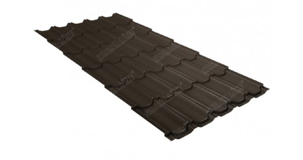 Металлочерепица квинта плюс 0,5 GreenCoat Pural Matt RR 32 темно-коричневый (RAL 8019 серо-коричневый) купить в Пензе